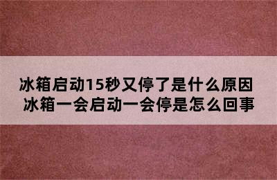 冰箱启动15秒又停了是什么原因 冰箱一会启动一会停是怎么回事